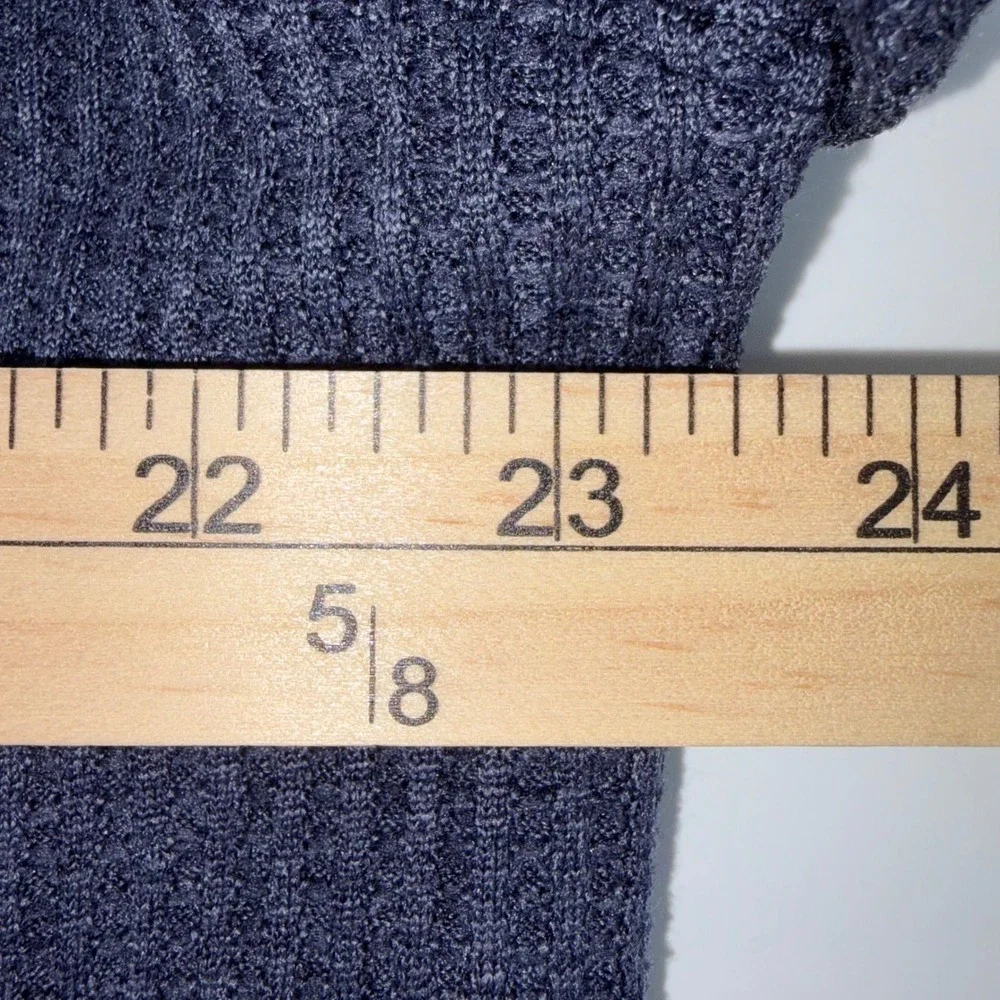 Straight Down Mens Blue Waffle Knit Quarter Zip Pullover Golf Sweater Large CO